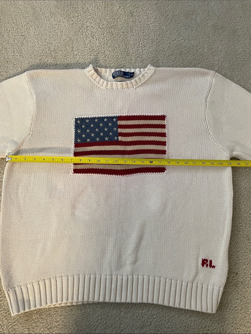 Vintage Polo Ralph Lauren USA Flag Cotton Sweater, Size XXL - Picture 5 of 7